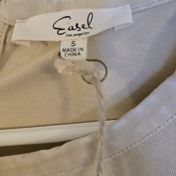 Womens Easel Flower Quilt Patch Top in Khaki Sm Fit  Lg Oversized New - Picture 4 of 9